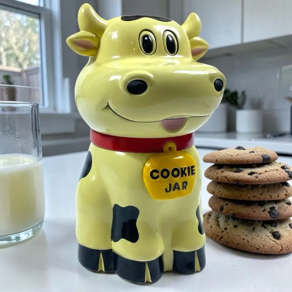 Vtg Mooing Cow Cookie Jar 1992 Fun-Damental Too Happy Cow Not Working Parts Only